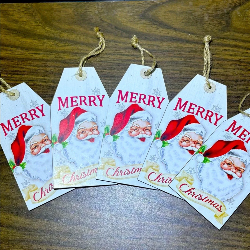 Christmas ornaments or package tags Set of 5  6” tall 3”